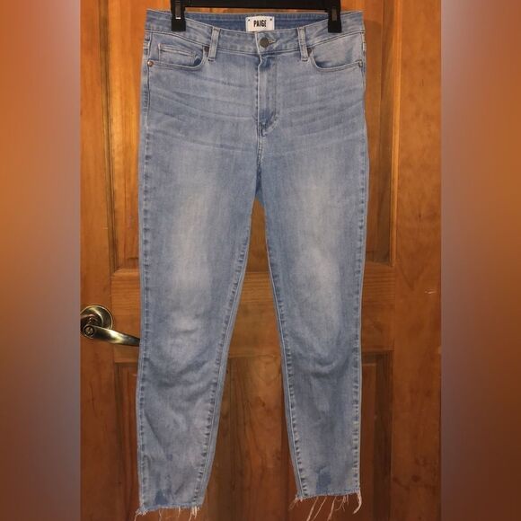 Paige hoxton crop Midrise light wash skinny jeans size 29 #135 - Picture 1 of 3